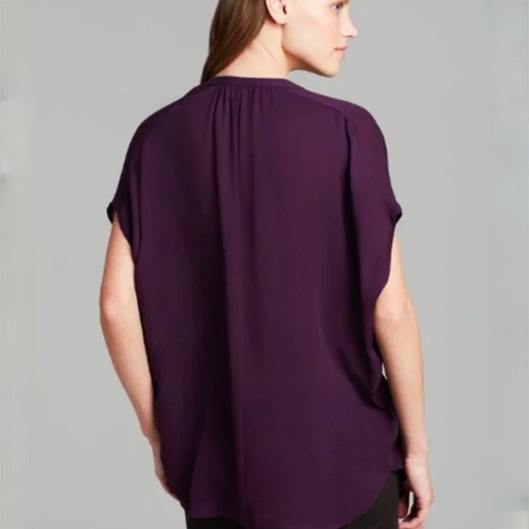 EUC [Vince.] Silk V-Neck Top | Gorgeous Purple Pleated Semi-Sheer Blouse | Small - Picture 11 of 12